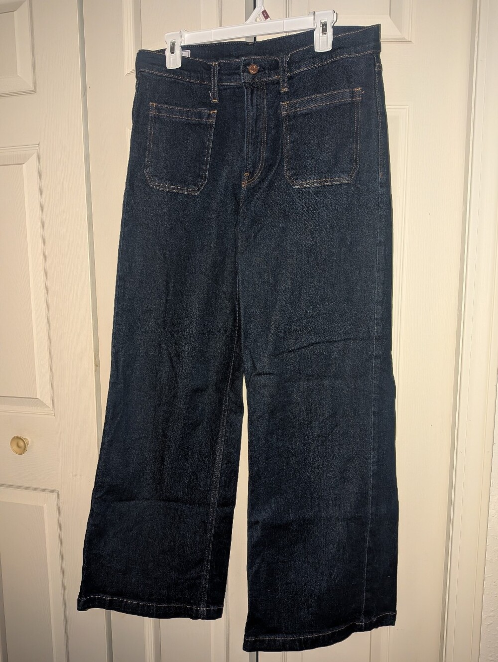 GAP High-Rise Wide-Leg Jeans in Dark Blue